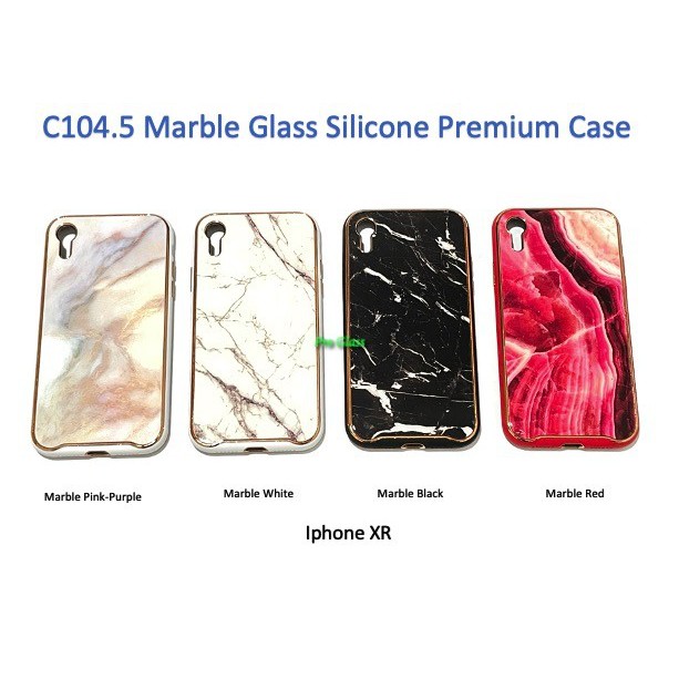 C104.5 Iphone  X / XS / XR / XS MAX Marble Glass Silicone Case Marmer