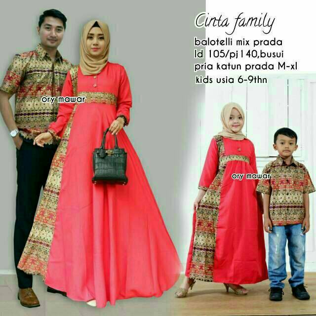 Batik Couple Kelurga/couple Batik Family Model Gamis Muslimah Beserta Anak Cewek Dan Anak Cowok