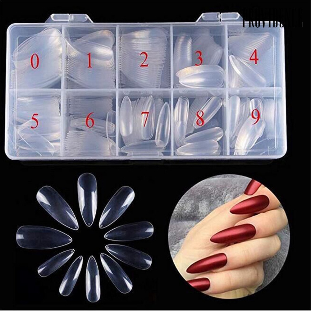 Providence 500Pcs Transparent Round Tip Fake Art Nails Full Cover Acrylic Faux Fingernails