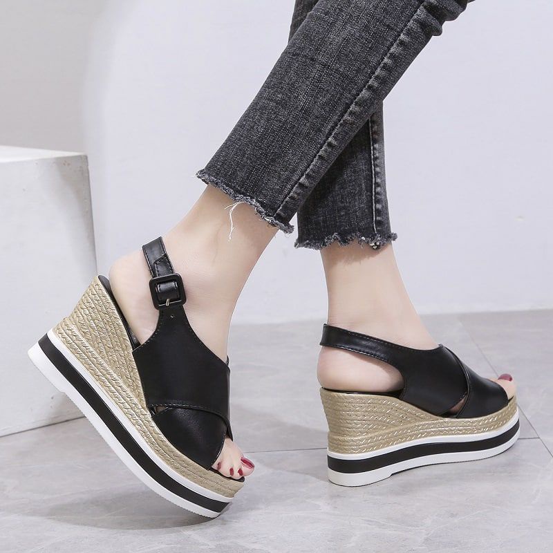 Sepatu Wedge Wanita Import Tali X GO20