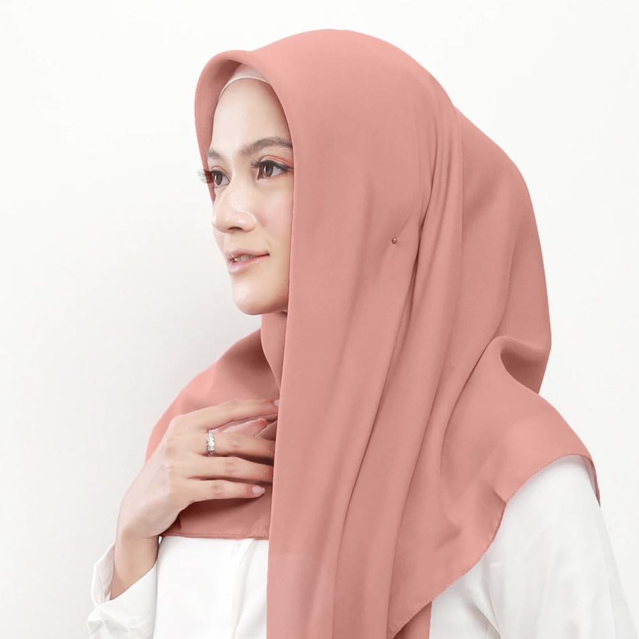 Hijab Segiempat Potton Square Premium - Kerudung Basic Polly Cotton Polos Terbaru - Jilbab Segi Empat Pollycotton-SALMON