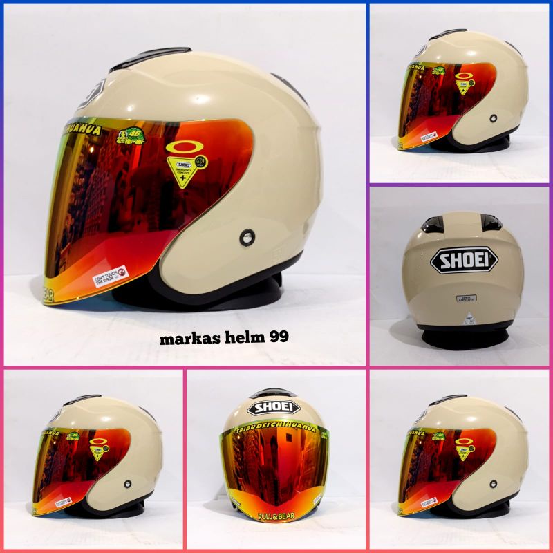 HELM DYR KYOTO CREAM GLOSS PAKET GANTENG-paket vemom red