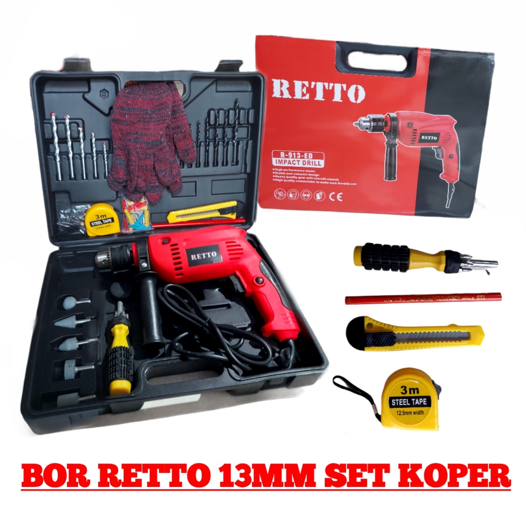 MESIN BOR 13MM MESIN BOR MURAH RETTO IMPACT DRILL 13MM/BOR 13MM BIASA DAN SET TERBARU DAN TERMURAH