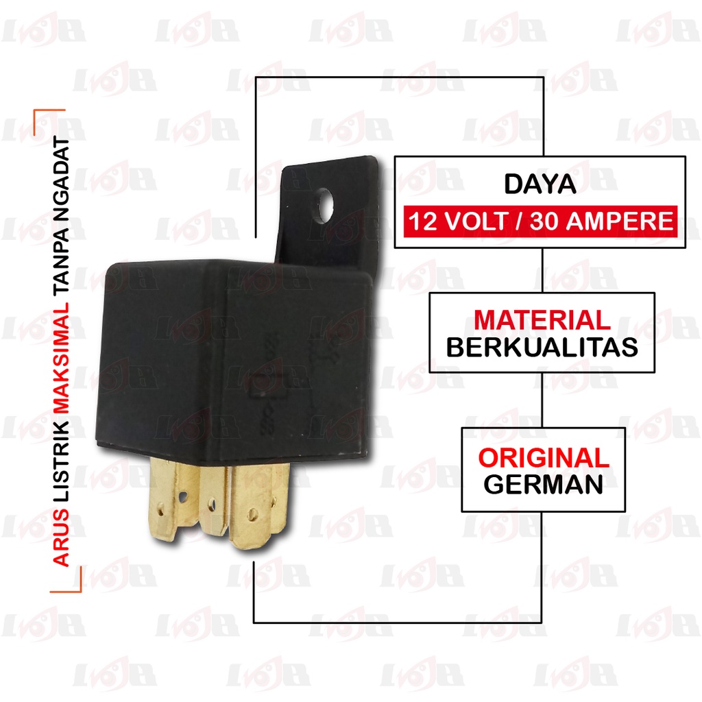 Relay Bosch 12v Kaki 5 Pin 30a Rellay Original Asli Relai Motor Mobil