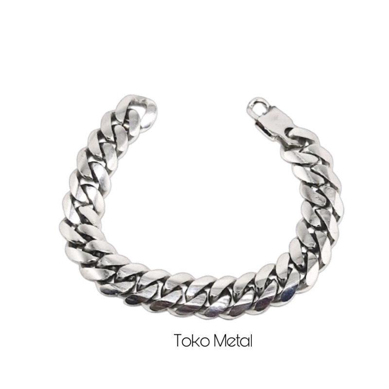 GELANG BAJA PUTIH RANTAI UNTUK PRIA DM 1,4CM &amp; 1,2CM [ TOKO METAL ]