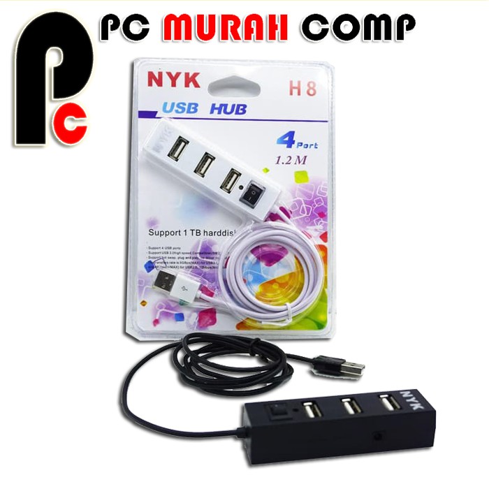 USB HUB 2.0 4 port High Speed with Power Switch - NYK-H8 Limited