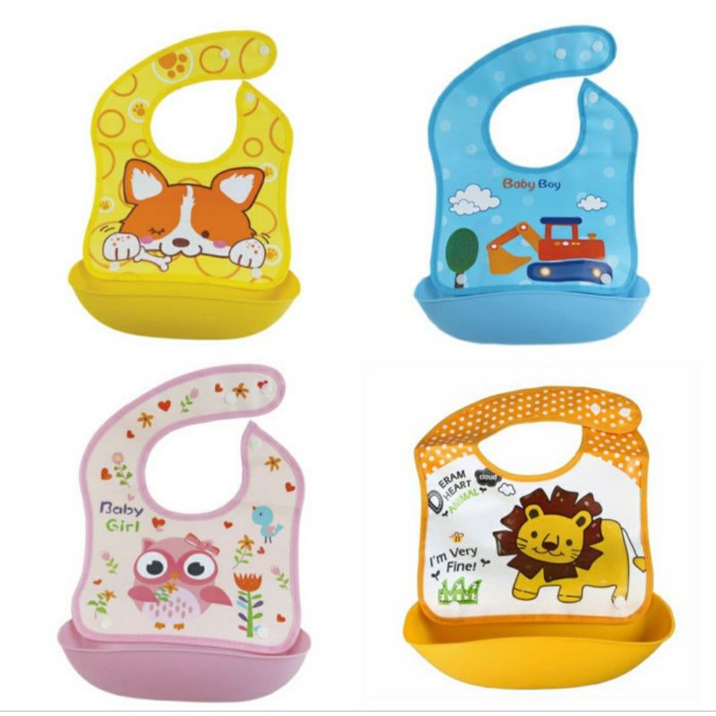 BABYSAFE Crumb Catcher Bib Slabber Plastik Baby Bibs Kantong Celemek Makan Bayi