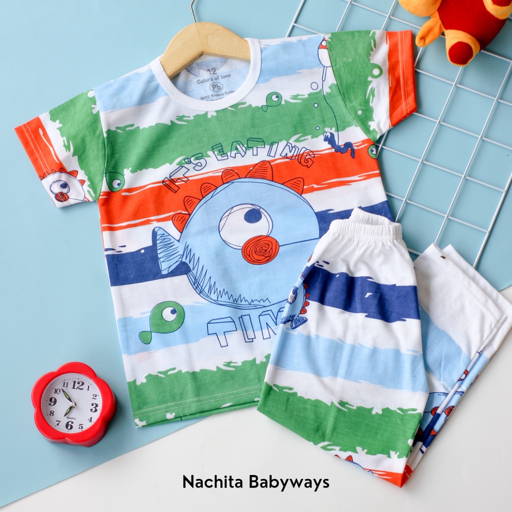 Setelan Baju Tidur Setelan Anak Perempuan Setelan Anak Laki Laki Piyama Anak Gambar Ikan Motif FISHI