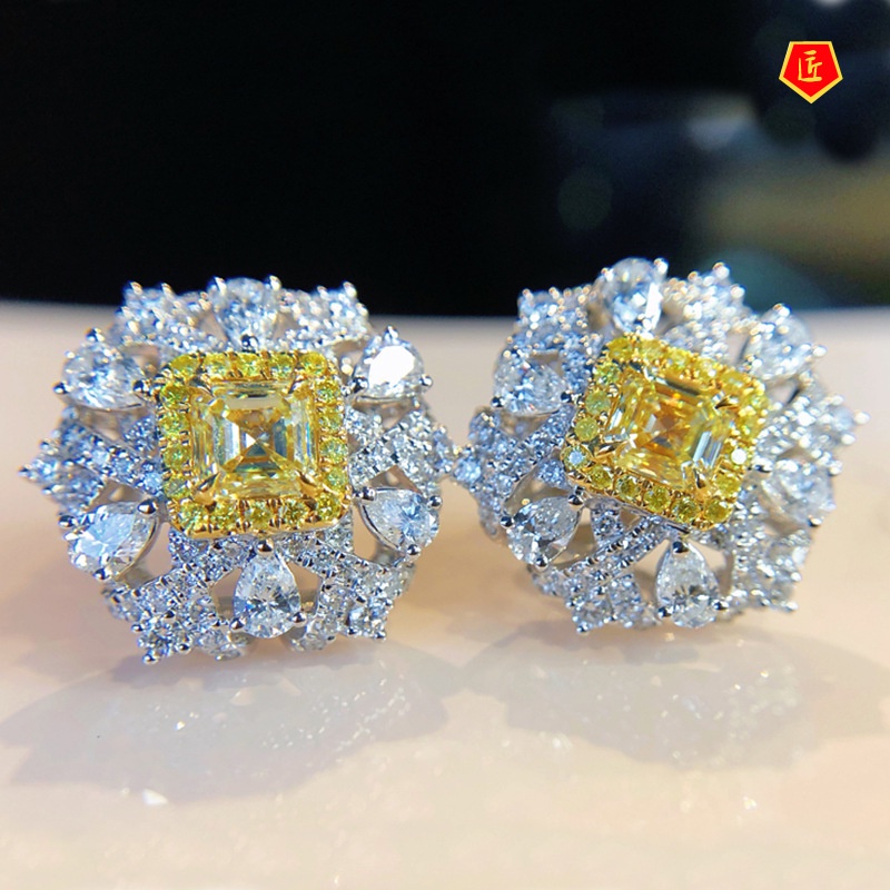 [Ready Stock]Fashion Elegant Yellow Diamond Stud Earrings