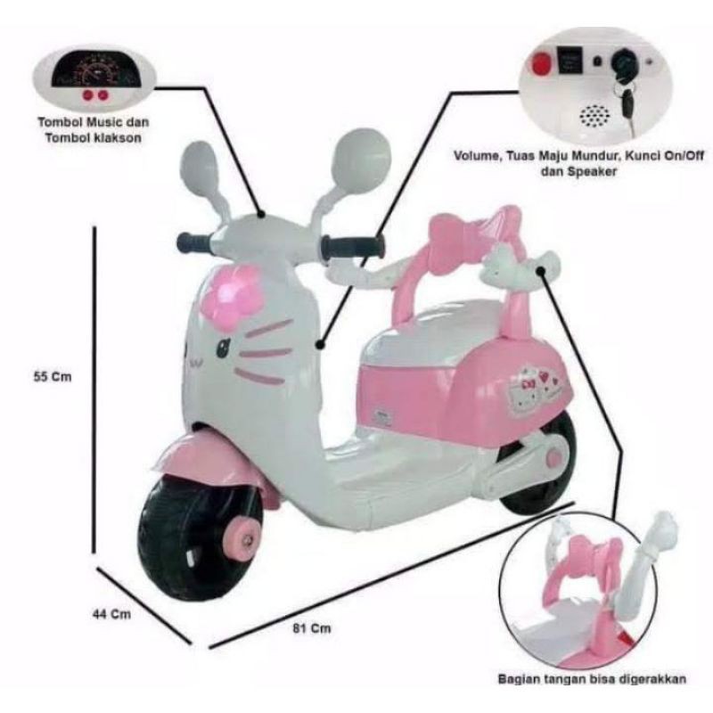MOTOR AKI MODEL KUCING TANPA REMOTE ~MAINAN ANAK~MOTOR AKI ANAK(GOSENT/JNE/INDAH CARGO)