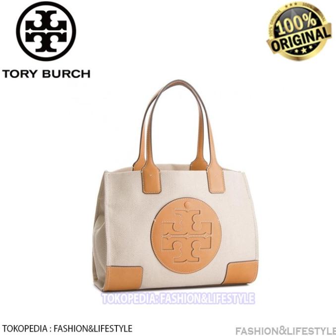 Bag Canvas - Tory Burch Mini Ella Canvas Tote - Tas Tory Burch Original 100%