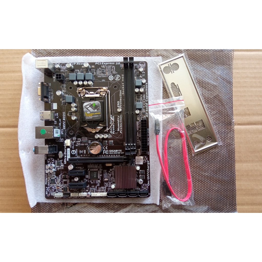 MOBO Mainboard Motherboard GIGABYTE GA-H61M-D1 LGA 1155 UEFI Bios H61 B75 P67 Z75 Z77 New Tray Garan