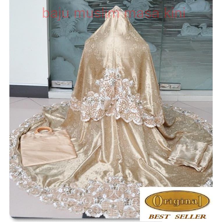 mukenah PREMIUM / mukena bordir/ mukena semi sutra coklat