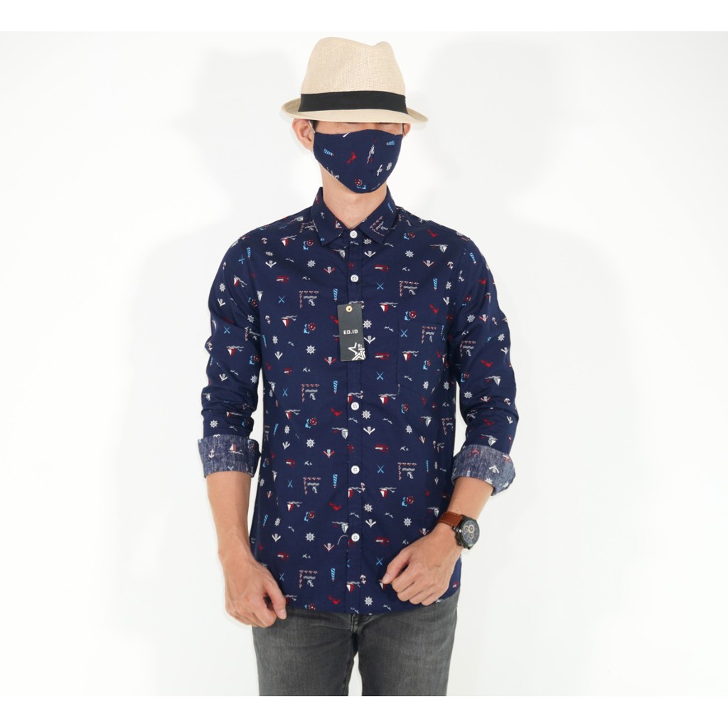 MOKOKOMO Kemeja Pria PJ-027 Kemeja Lengan Panjang Kemeja casual