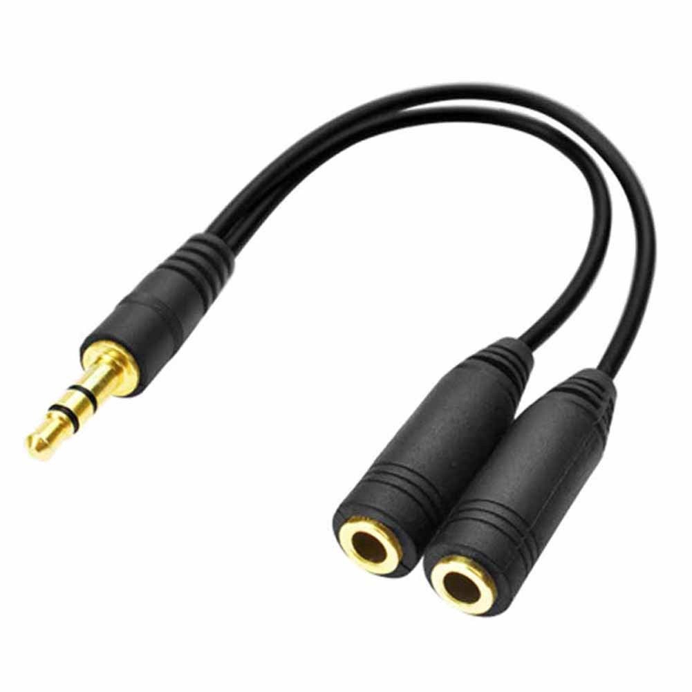 Kabel Splitter Y Audio Stereo 3.5mm 1 Male Ke 2 Female Mic TRRS Y