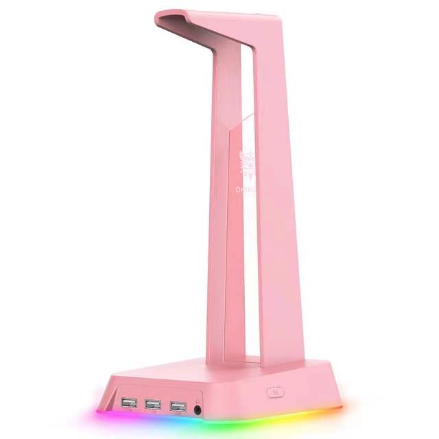 Onikuma ST-2  RGB Gaming Headphone Stand Komputer Headset Desktop Tampilan Pemegang Logo Bercahaya dengan 3 USB dan 3.5 Mm AUX Port