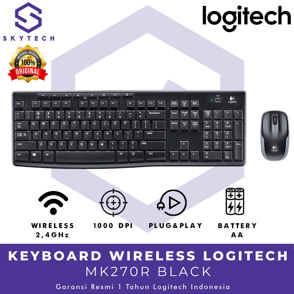 KEYBOARD MOUSE WIRELESS LOGITECH MK270R ORIGINAL GARANSI RESMI