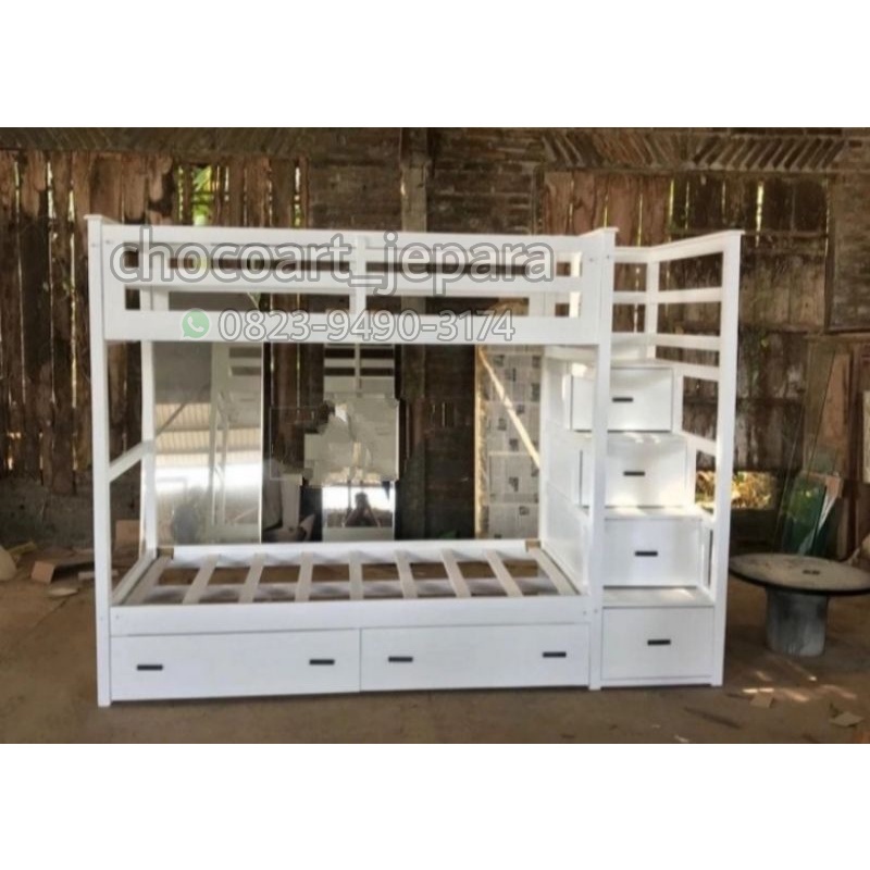Dipan tingkat / dipan anak dipan ranjang tingkat anak custom finishing HPL atas 100 x bawah 120