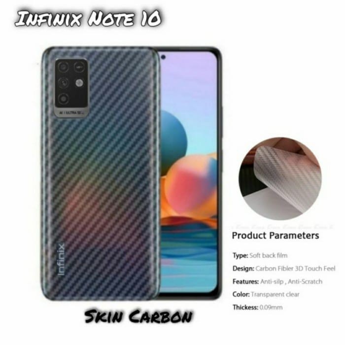 GARSKIN Sticker Carbon Infinix Note 10 6.95" Skin Carbon Transparan Fiber Protection