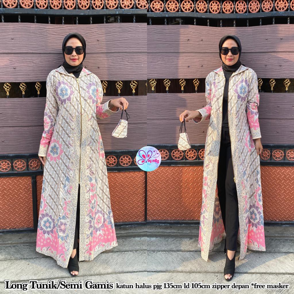 Long Blazer Batik Pink Flower