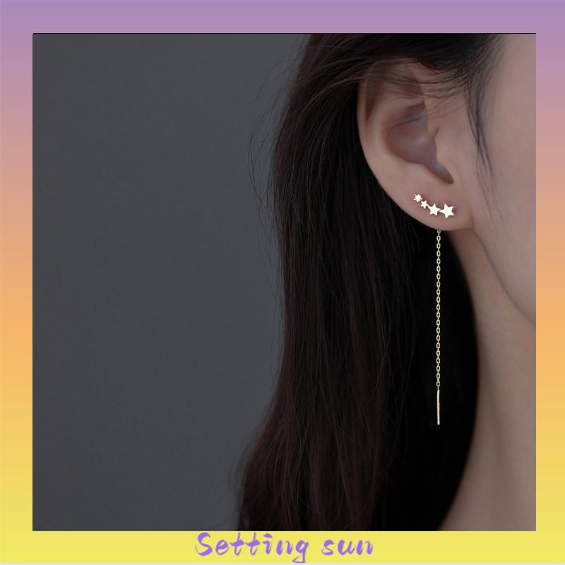 Star Rumbai Anting Gantung Rantai Panjang untuk Aksesoris Perhiasan Fashion Wanita TN TN