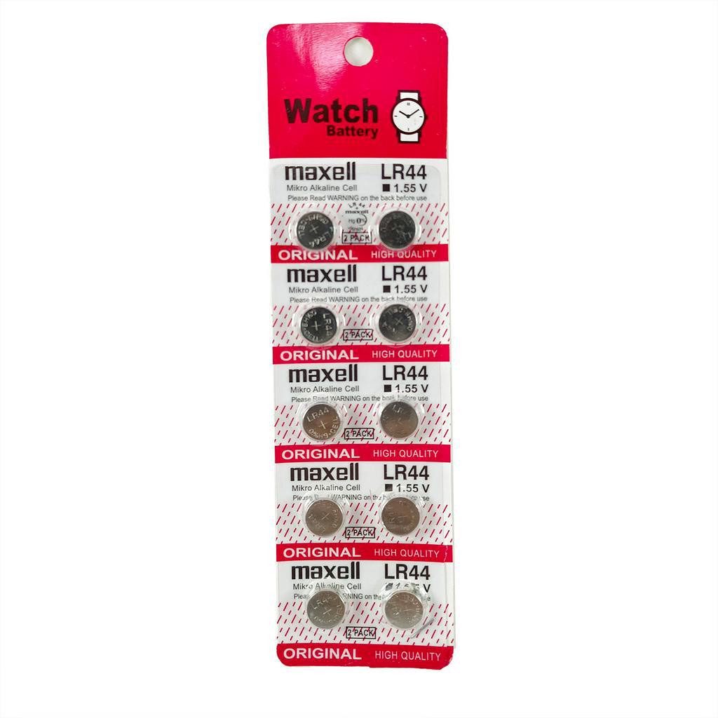 Baterai Maxell LR44 Batu Batre Jam 1.55v AG13 Battery 1.55Volt LR 44 Mikro Alkaline Cell