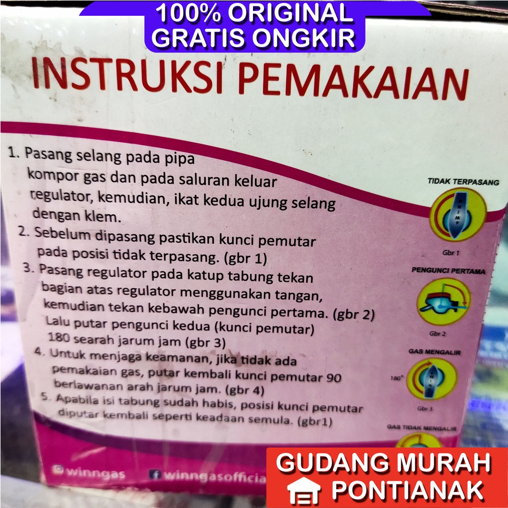 Regulator Wingas W 900 M win gas pengunci ganda cekak double lock anti bocor awet dan aman