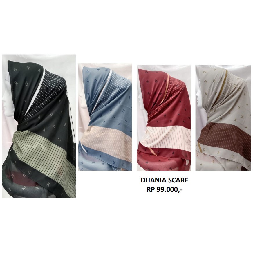 scarf dauky jilbab / segi 4 bermotif / Dhaniar scarf dauky hijab