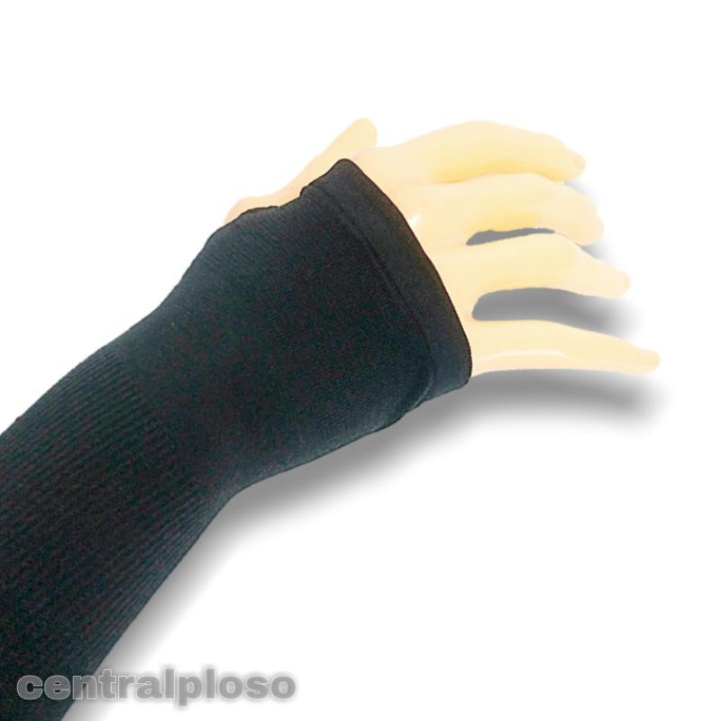 Handsock Jempol Polos Hitam Manset Tangan