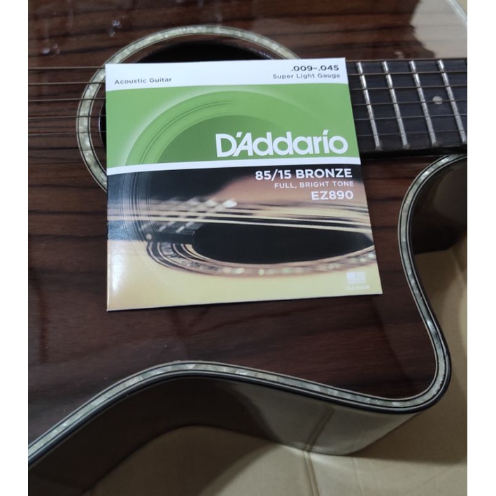 Senar gitar akustik D'Addario ukuran 0.9 EZ890 satu set (6 senar)