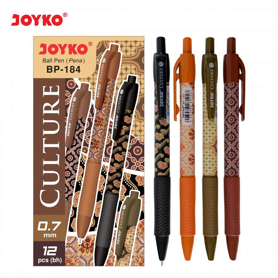 

Pulpen Joyko BP 184 Culture Motif Batik 0,7mm - Lusinan (12 pcs)