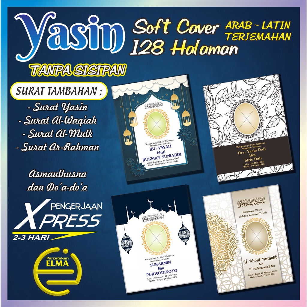 Buku Yasin dan Tahlil 128 Halaman MURAH - Foto di Cover Depan  (Tanpa Sisipan) Semua CAVER Bisa Pake