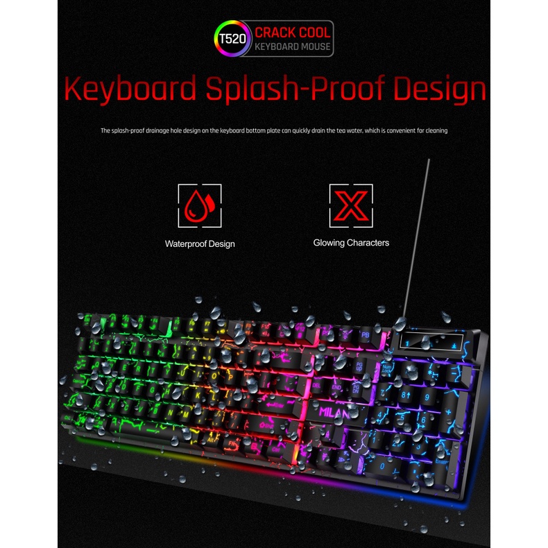 PROMO MiWolf T520 Milang New Gaming Keyboard dan Mouse Set Combo MURAH