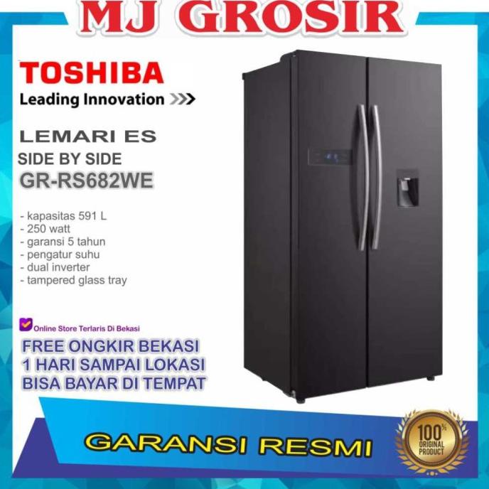 KULKAS TOSHIBA GR-RS682WE LEMARI ES 2 PINTU GR RS 682 WE SIDE BY SIDE