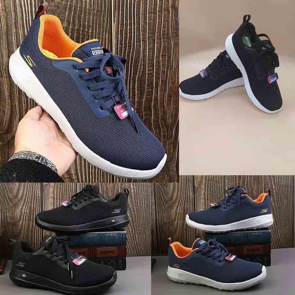 SKECHERS kasual sepatu casual  pria hitam slip on cowok sepatu  rajut pria shoes