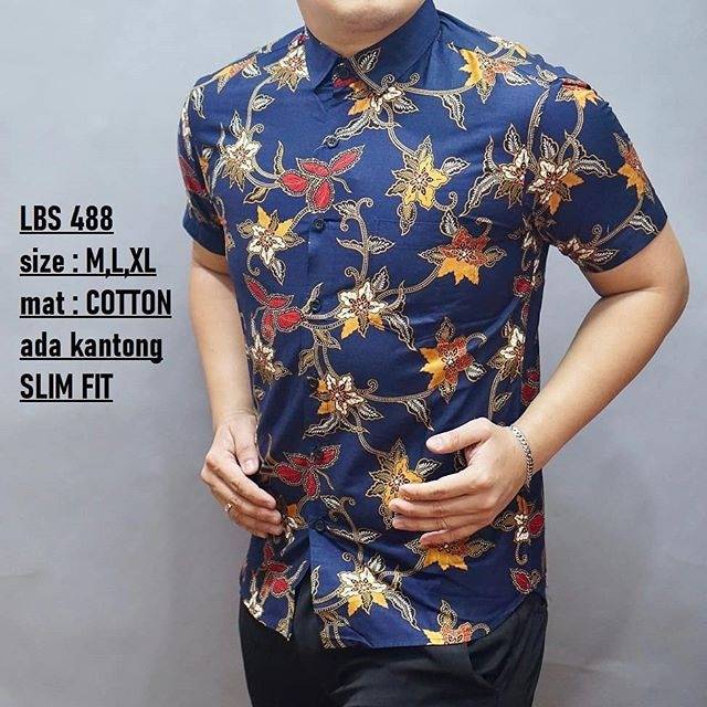 GRATIS ONGKIR KEMEJA PRIA SLIM FIT BATIK MEWAH SLIMFIT MIXCLOTHING LBS 488