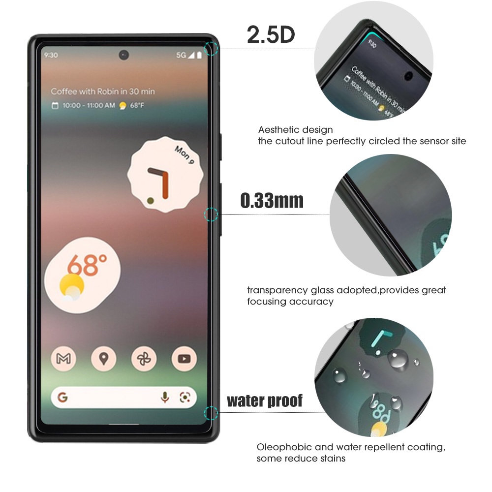 1pc Pelindung Layar Tempered Glass Full Cover Anti Sidik Jari Untuk Google Pixel 6A / 6A / Google Pixel 6A