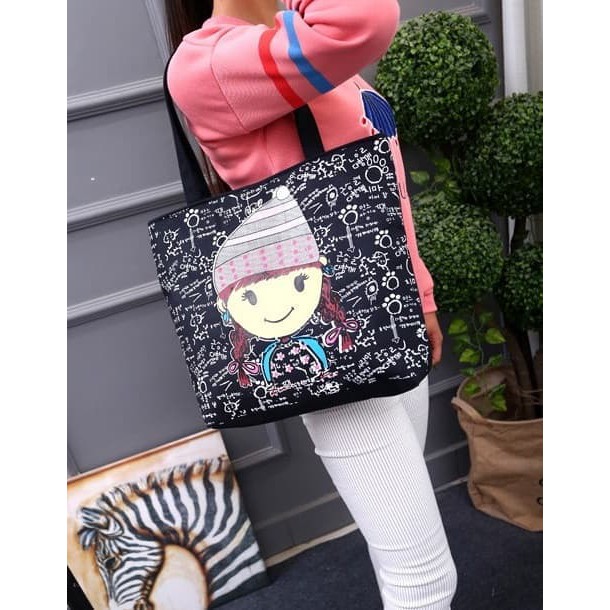 CIVETO TC20 Black Canvas Tote Bag Tas Selempang Shopee CIVETO TC20 Black Canvas Tote Bag Tas Selempang Shopee