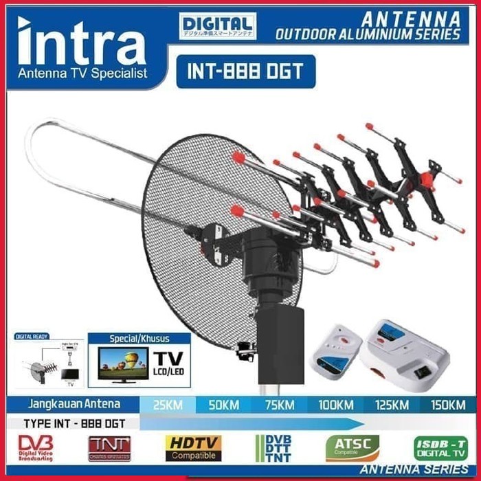 Antena Intra INT-888 DGT Antena Digital Luar/outdor + Remote + kabel 10m