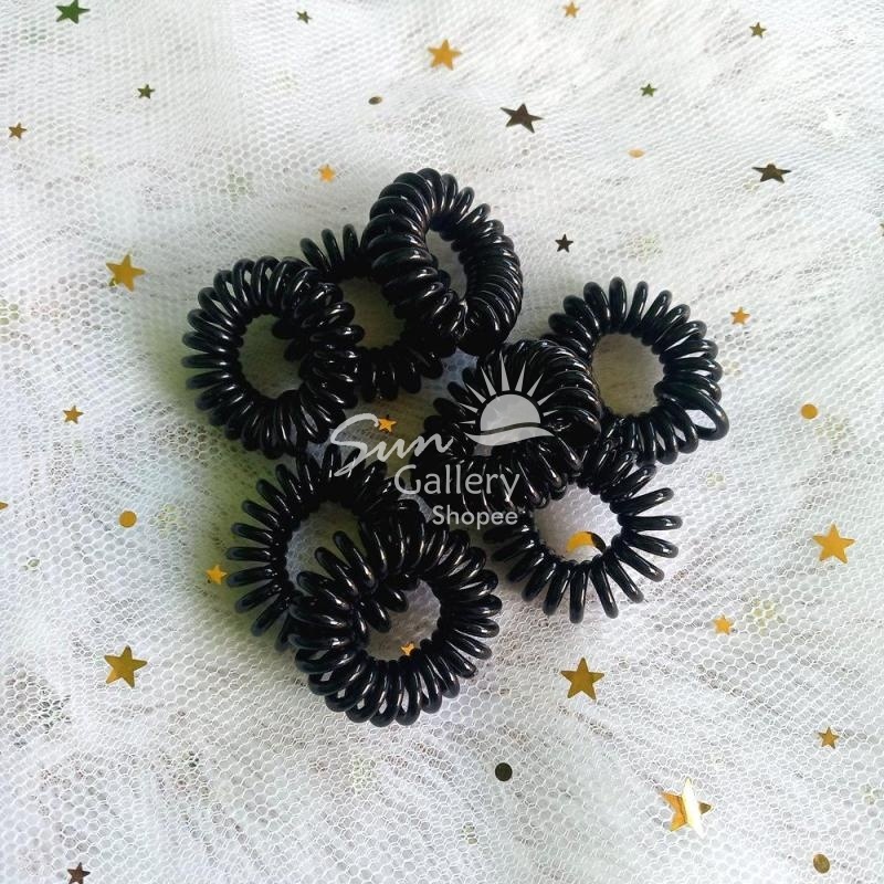 (Ikat Spiral Kecil Hitam) Kuncir Rambut