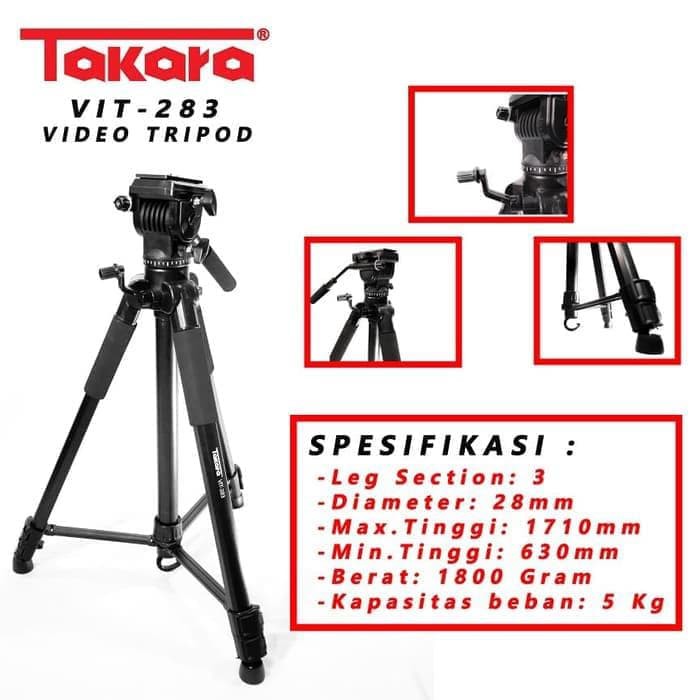 Takara VIT-283 VIT 283 VIT283 Video Professional Tripod Fluid Head Camera DSLR With Bag