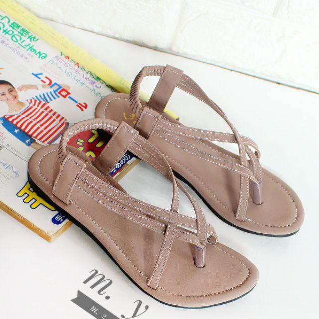 Mym2m Agista Sandal Wanita Sandal Tali Wanita Sandal Flat-Mocca