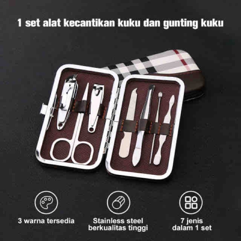 Set Gunting Kuku Manicure Pedicure Set 7in1 Alat Pembersih Kuku Pinset Gunting