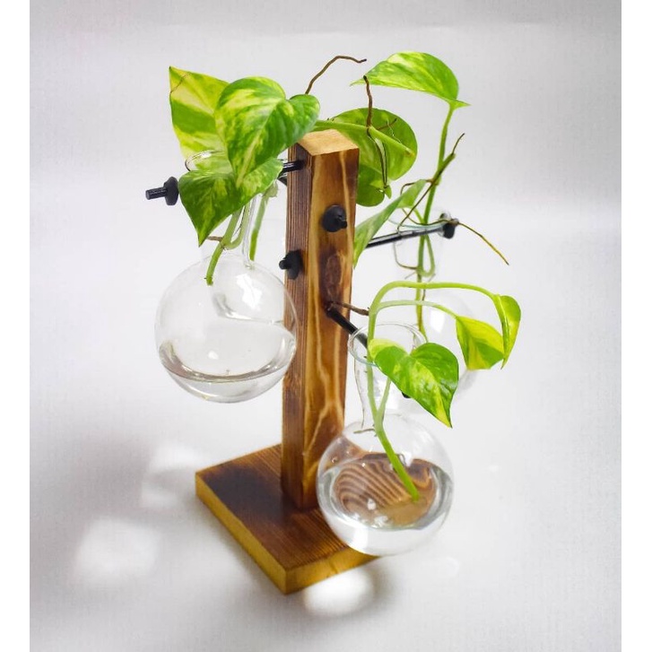 HIASAN DEKORASI DINDING DAN MEJA POT KACA UNIK MODEL GANTUNG 4 KACA