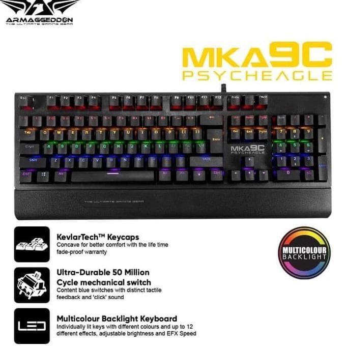 Armaggeddon MKA-9C Keyboard Gaming Mechanical Blue Switch MultiColour RGB