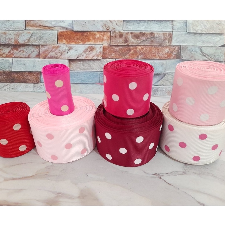 

GRANDMLATI RB15 (per yard) Pita Grossgrain motif Polkadot 4cm (1,5" inch)