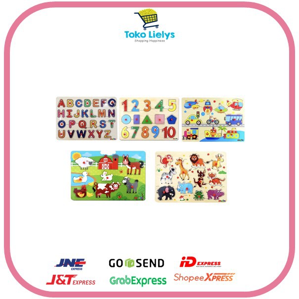 Mainan Puzzle Kayu Knob Bergambar Mainan Edukasi Anak