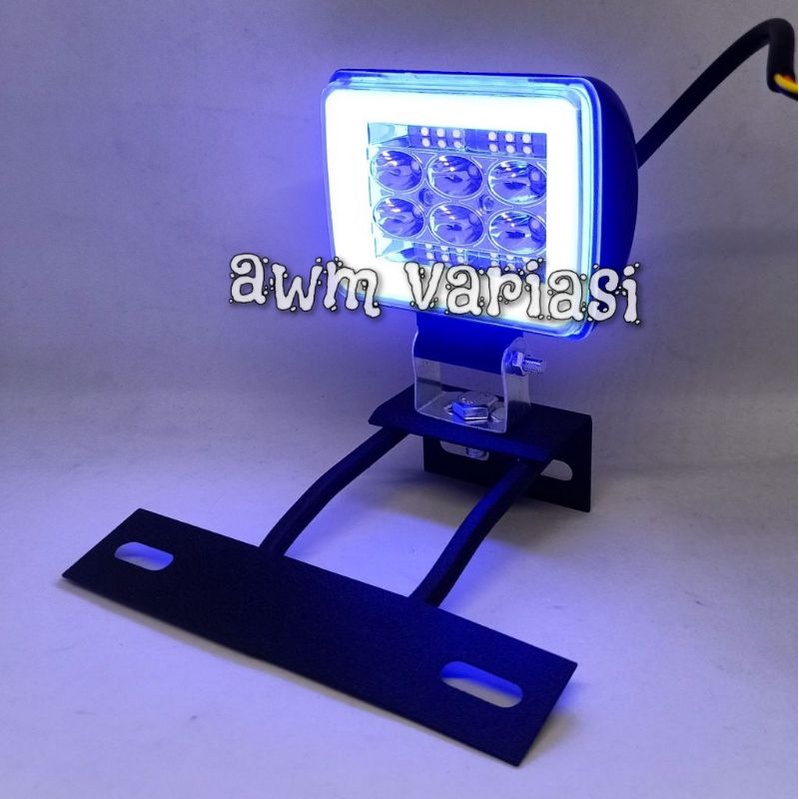 PAKET]Lampu Tembak Sorot CWl 18 Led Ring Blue Waterproof + breket RX King Vixion Byson GL Tiger DLL