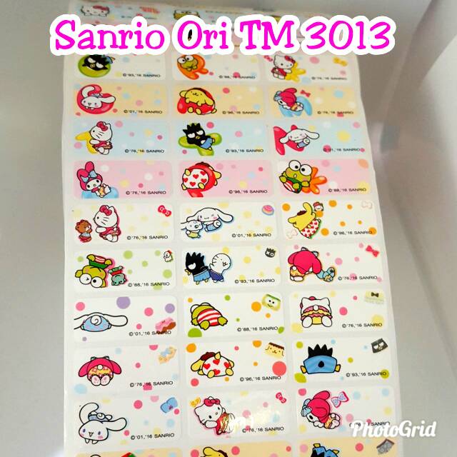 

Label nama anti air stiker waterproof Premium Sanrio Ori