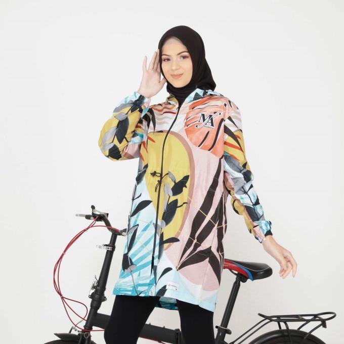 Long Jacket Hoodie Wanita Basic Printing Parasut Premium -Amanda Jaket Terlaris....